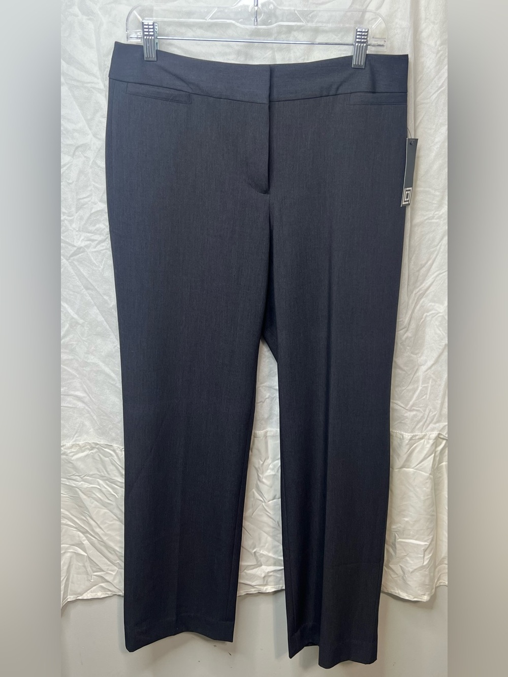 Liz Claiborne Women's Straight Leg Dress Pants Flat Front Charcoal Heather